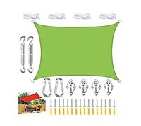 Parasol d'extérieur carré en polyéthylène haute densité résistant au vent, idéal pour jardin, balcon, terrasse, camping, 4 x 4 m, vert