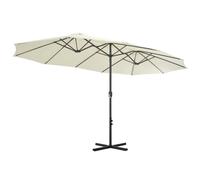 Parasol d'extérieur et poteau en aluminium 460 x 270 cm sable Helloshop26 02_00