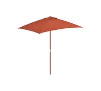 Parasol d'Extérieur Mât en Bois 150x200 cm Terre Cuite Jardin Terrasse
