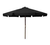 Vidaxl Parasol D'extérieur Avec Mât En Bois 330 Cm Noir Noir