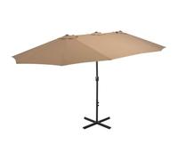 Parasol double 460 x 270 cm, taupe, avec système de manivelle, robuste, avec protection UV, grande protection solaire rectangulaire, pour terrasse, balcon et extérieur