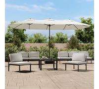Parasol double avec lampes LED Blanc sable 449x245 cm