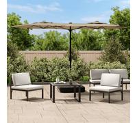 Parasol double avec lampes LED Taupe 316x240 cm