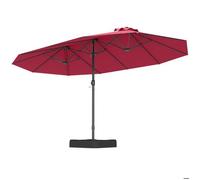 Parasol Double de Jardin 470x285cm Rectangulaire - COSTWAY - Base et 2 Sac à Sable (Sans Sable) - 12 Baleines Robustes - Rouge