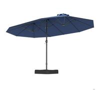 Parasol Double de Jardin 470x285cm Rectangulaire - COSTWAY - Base et 2 Sac à Sable (Sans Sable) - 12 Baleines Robustes - Bleu