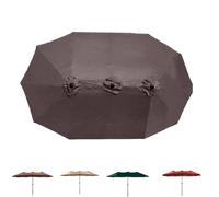 Parasol Double Face de 4,5 m de Large, Toile de Remplacement pour Parasol de terrasse, 12 Baleines, Anti-UV, Housse supérieure pour Parasol de Jardin (café)