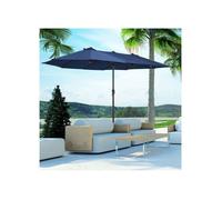 Parasol Double Ovale 460 x 270 x 240 cm Bleu - Grand Toit avec Manivelle, Structure Acier Robuste, Idéal Jardin Terrasse et Balcon