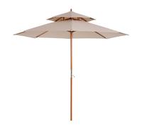 Parasol Droit 2 Toits Bois De Peuplier Polyester Haute Densité Beige Beige