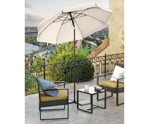 Parasol droit de 200 cm SONGMICS - Toile polyester - Fibre de verre - Beige