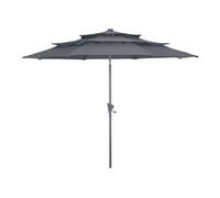 Parasol droit en aluminium 3 strates inclinable manivelle 300/6 cm - grey/gris