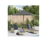 vidaXL Parasol à mât en bois 150x200 cm Anthracite – Jardin Terrasse Plage Patio