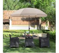 Parasol droit octogonal SONGMICS - Toile polyester - Fibre de verre - Taupe