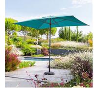 Parasol droit rectangulaire ""Loompa"" bleu canard 3x2m en aluminium - Hespéride