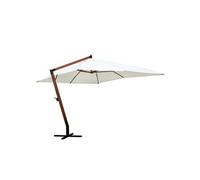 vidaXL Parasol 300 x 400 cm rectangulaire toile polyester mât bois Blanc