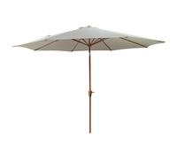 Parasol Droit Rond Ø 3,30 m HAPUNA Beige - Parasol de Jardin Effet Bois - Ouverture manivelle
