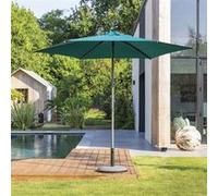Hespéride - Parasol Droit Rond Soya Bleu - D2,7m - Haute Protection UV, Toile Amovible Déperlante et Orientable - Structure en Acier Traité Antirouille