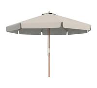 Parasol Droit Rond Grande Taille Bois De Bambou Polyester Gris Gris