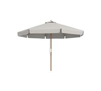 Parasol droit rond grande taille de jardin Ø 3,25 x 2,5H m bois de bambou polyester gris