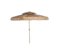 Outsunny Parasol de jardin extérieur style Hawaïen en paille Ø 294 cm, parasol droit mat et 8 baleines en métal, 140 g protection UV avec manivelle pour balcon jardin terrasse, jaune