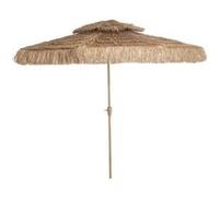 Outsunny Parasol de jardin extérieur style Hawaïen en paille Ø 294 cm, parasol droit mat et 8 baleines en métal, 140 g protection UV avec manivelle pour balcon jardin terrasse, jaune