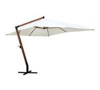 vidaXL Parasol 300 x 400 cm rectangulaire toile polyester mât bois Blanc