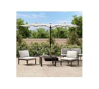 vidaXL Parasol de jardin double tête, pare-soleil patio/terrasse/plage, Blanc sable 316x145 cm