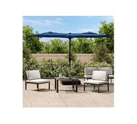 vidaXL Parasol de jardin à double tête avec LED Bleu azuré 316x145 cm
