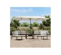 Parasol à double tête avec LED blanc sable 449x245 cm, parasol de jardin, parasol d'extérieur, parasol de patio, parapluie