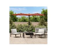 Parasol dubbel dak met LED's 316x240 cm terracottakleurig362974