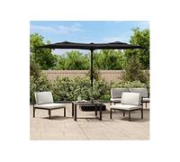 Vidaxl Parasol De Jardin À Double Tête Avec Led Noir 316x145 Cm