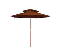 Parasol dubbeldekker met houten paal 270 cm terracottakleurig313765