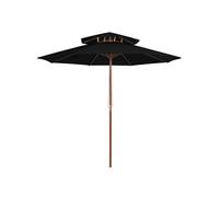 Parasol à Deux Étages avec Mât en Bois Pare-soleil Abri Rouge Bordeaux vidaXL