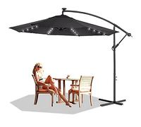 Parasol en aluminium LARS360 - Diamètre : 300 cm - Protection : UV 40 + Dunkelgrau mit Solar LED