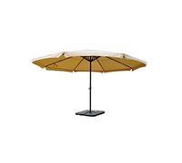 Parasol en aluminium Meran Pro, avec volant, Ø 5m crème avec pied Beige G