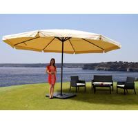 Parasol En Aluminium Meran Pro, Gastronomie, Marché, Avec Volant, Ø 5m Crème Avec Pied Gris