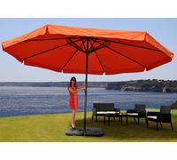 Parasol En Aluminium Meran Pro, Gastronomie, Marché, Avec Volant, Ø 5m Terre Cuite Avec Pied Orange