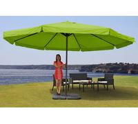 Parasol En Aluminium Meran Pro, Gastronomie, Marché, Avec Volant, Ø 5m Vert Avec Pied Vert