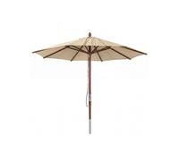 Parasol De Restaurant Hwc-C57b, Parasol De Jardin, Polyester/Bois 14 Kg, Rond Ø 3 M, Câble De Traction Résistant Aux Chocs Crème Gris