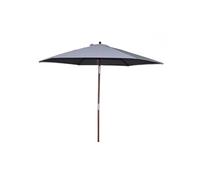 CONCEPT USINE | Parasol Droit Rond Inclinable Ø 3 m Cancun Gris | Structure Bois + Teck | Toile 100% Polyester | Idéal jardin Terrasse Piscine ou Balcon | Protection UV et Imperméable | Résistant