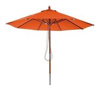 Parasol en bois MENDLER HWC-C57, polyester/bois 14kg, corde ronde Ø3m antichoc terre cuite Orange G