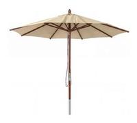 Parasol De Restaurant Hwc-C57b, Parasol De Jardin, Polyester/Bois 14 Kg, Rond Ø 3 M, Câble De Traction Résistant Aux Chocs Crème Gris