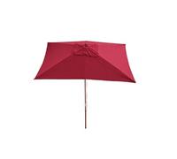 Parasol En Bois, Parasol De Jardin Florida, Parasol De Marché, Rectangulaire 2x3m Bordeaux Rouge