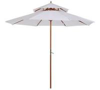 Outsunny Parasol de jardin droit rond Bois toit polyester 180 g/m² Ø 2,7 x H 2,6 m blanc