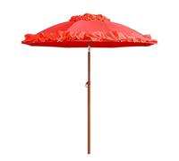 Parasol En Dentelle, Blanc | Rouge, Inclinable Protection UV Imperméable Parasol De Marché, Bord Froncé Vintage Ombrelle Pour Extérieur, Jardin, Plage(Red)