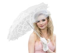 Parasol en Dentelle Blanche - Parapluie Décoratif De Mariée Élégant, Auvent Artisanal en Dentelle Florale Délicate, Accent D' Portatif Léger | Séance Photo De Mariage Cérémonie De Goûter Affichag
