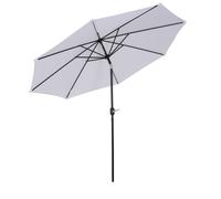 Outsunny Parasol de jardin extérieur Parasol droit inclinable Ø 3 m en métal Rond Polyester 180g/m² manivelle inclinable Blanc
