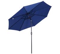 Parasol En M?Tal Rond Polyester 180g/M? Manivelle Inclinable ? 3 X 2,45 M Bleu Bleu