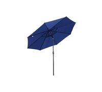Parasol En M?Tal Rond Polyester 180g/M? Manivelle Inclinable ? 3 X 2,45 M Bleu Bleu