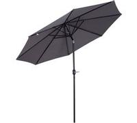 Parasol en métal rond polyester 180g/m² manivelle inclinable Ø 3 x 2,45 m gris Gris G