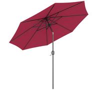 Outsunny Parasol de jardin extérieur Parasol droit inclinable Ø 3 m en métal Rond Polyester 180g/m² manivelle inclinable Bordeaux